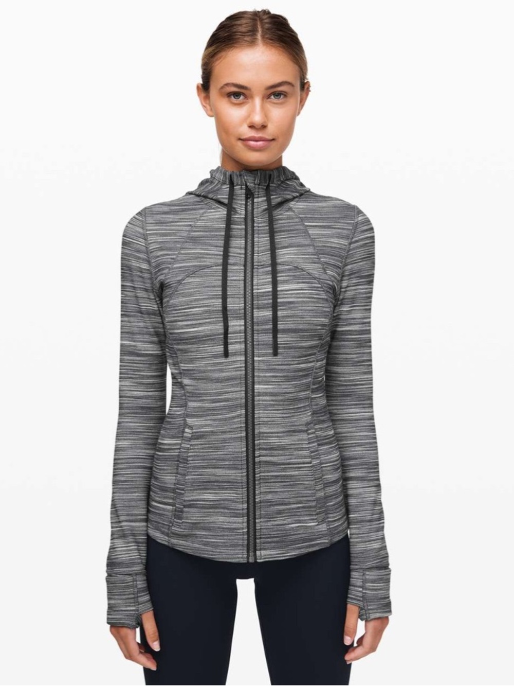 Lululemon Athletica Hooded Define Jacket Gray Space Dye Full Zip Sweater 10 Nulu